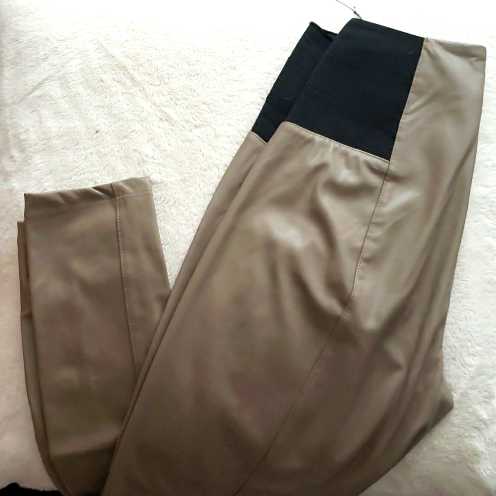 High waisted leather tights